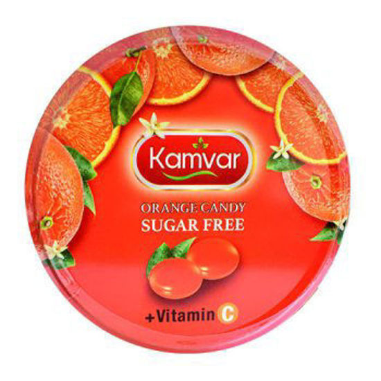 تصویر از کامور آبنبات بدون قند پرتقال قوطی 150گ