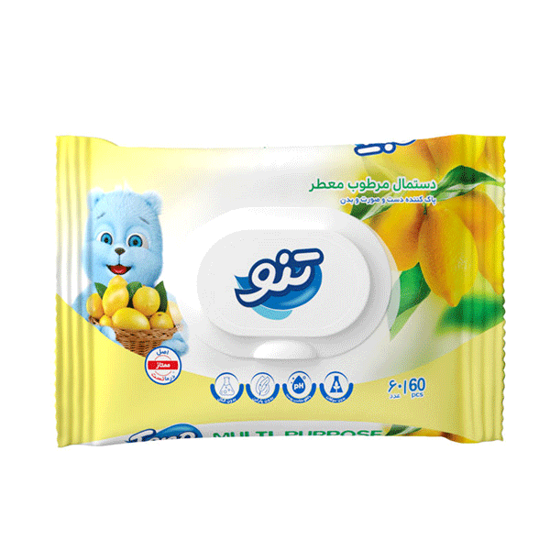 تصویر از تنو دستمال مرطوب چند منظوره با رایحه لیمو60ع