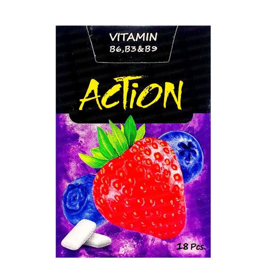 تصویر از اکشن آدامس توت فرنگی و بلوبری بدون شکر